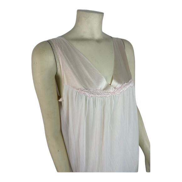 Vintage Vanity Fair slip night gown made in USA peach with pink size large - Picture 2 of 11
